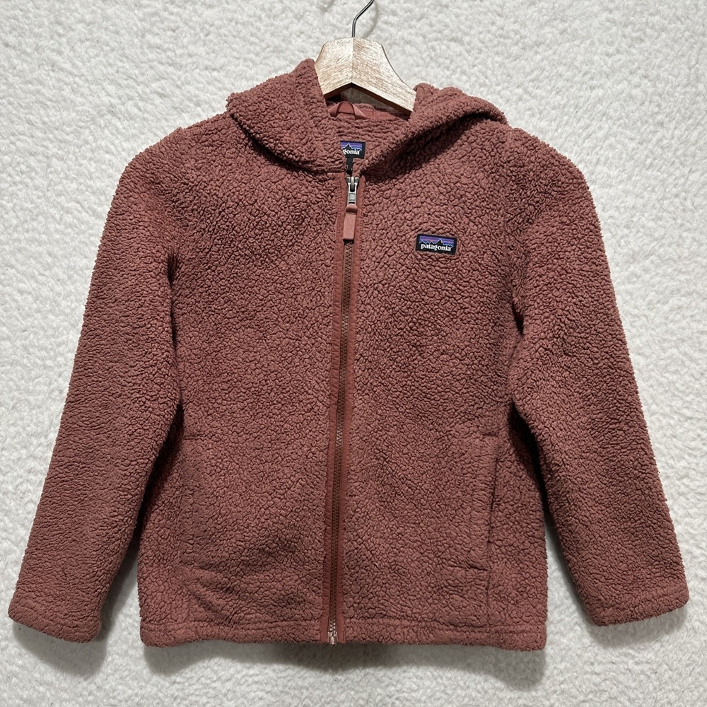 Patagonia Jacket Girls Hoodie Deep Pile Rosebud Fleece Full Zip Jacket‎ Sz M 10